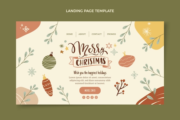 Hand drawn flat christmas landing page template