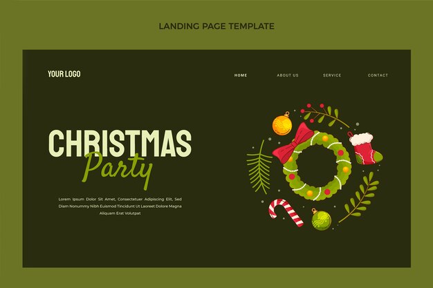 Hand drawn flat christmas landing page template