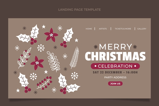 Free vector hand drawn flat christmas landing page template