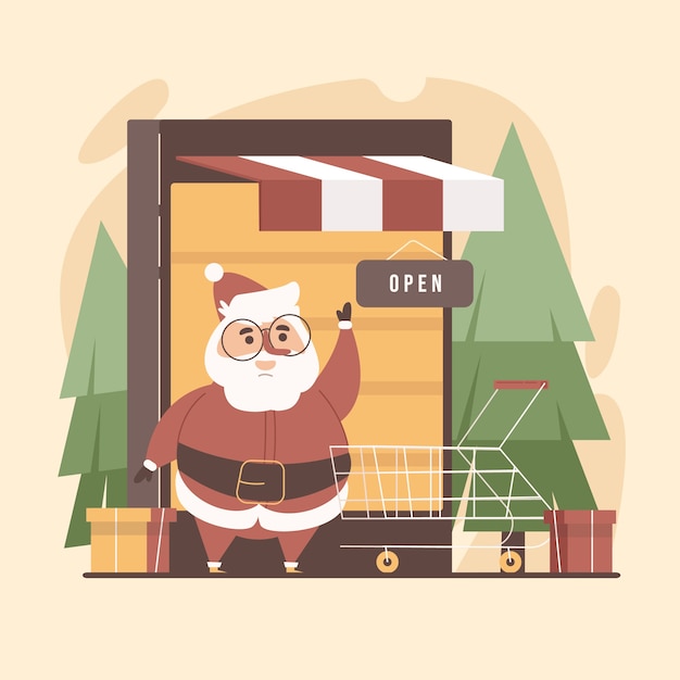 Free vector hand drawn flat christmas market illustration