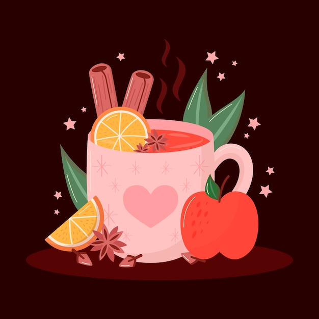 Free vector hand drawn flat christmas mulled wine illustration