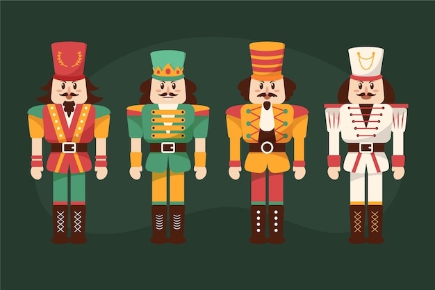 Free vector hand drawn flat christmas nutcrackers collection