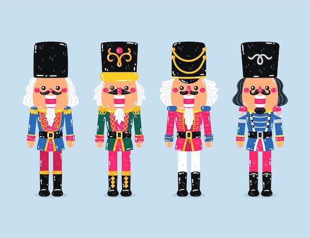 Free Vector hand drawn flat christmas nutcrackers collection