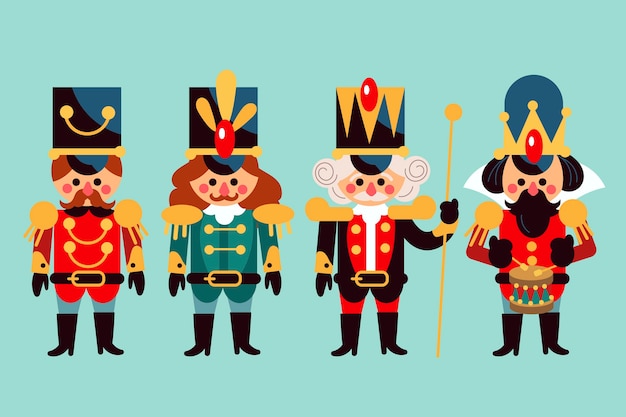 Free vector hand drawn flat christmas nutcrackers collection