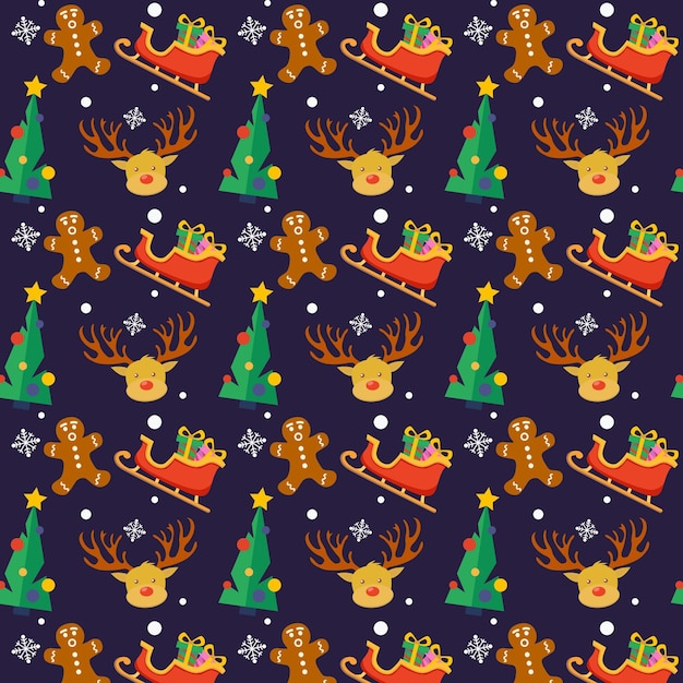 Hand drawn flat christmas pattern design