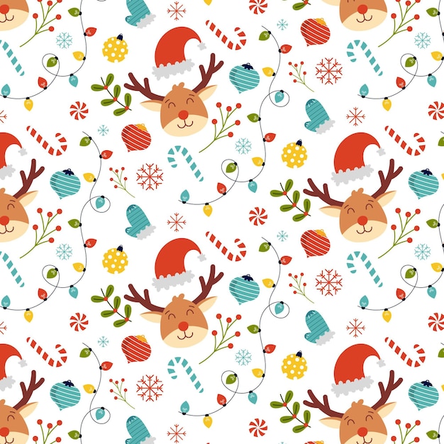 Hand drawn flat christmas pattern design