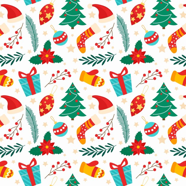 Hand drawn flat christmas pattern design