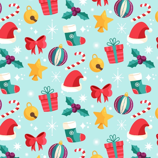 Hand drawn flat christmas pattern design