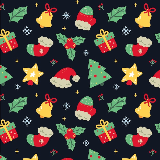 Hand drawn flat christmas pattern design