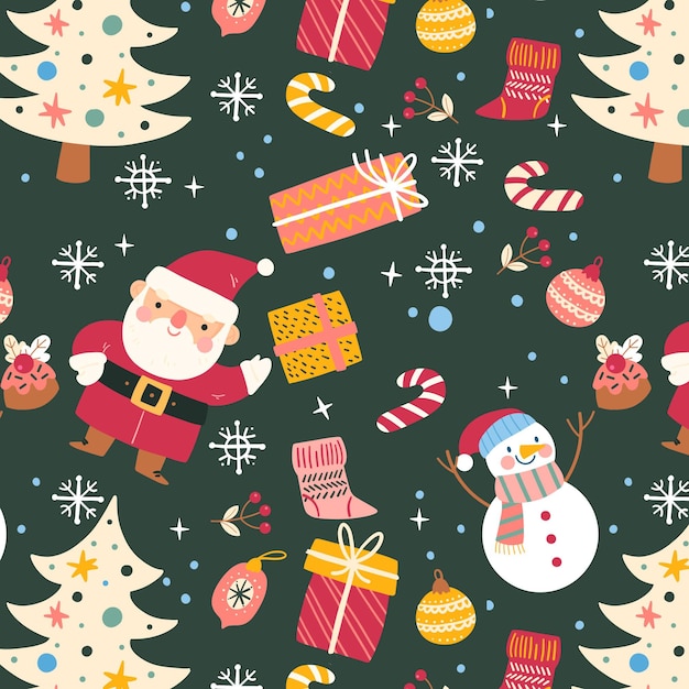 Hand drawn flat christmas pattern design