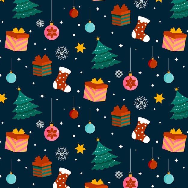 Hand drawn flat christmas pattern design