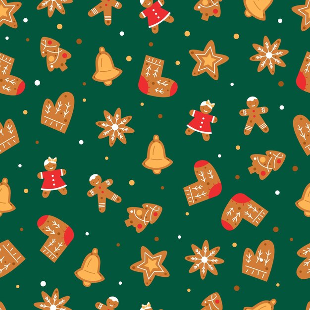 Hand drawn flat christmas pattern design