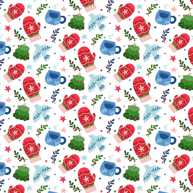 Hand drawn flat christmas pattern design