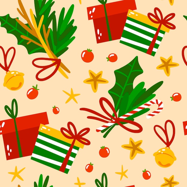 Free Vector hand drawn flat christmas pattern design