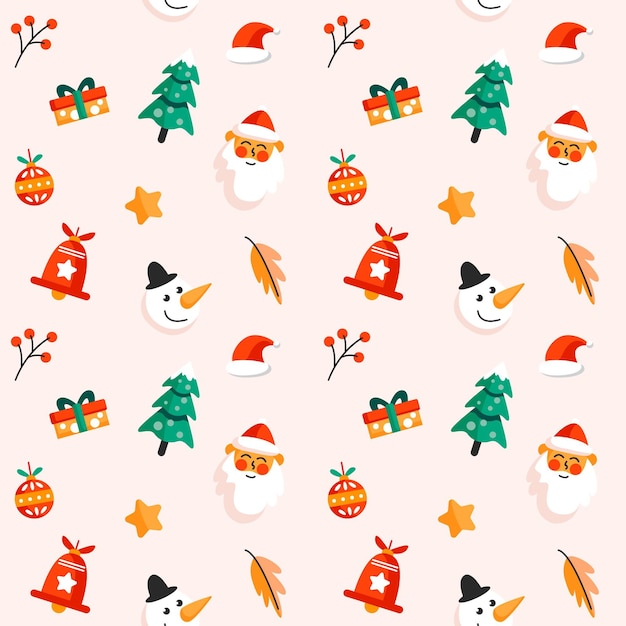 Hand drawn flat christmas pattern design