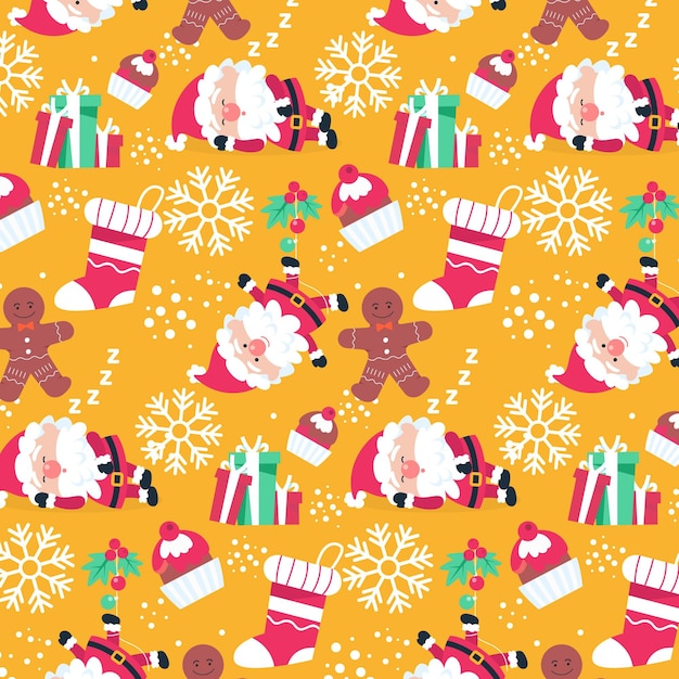 Hand drawn flat christmas pattern design