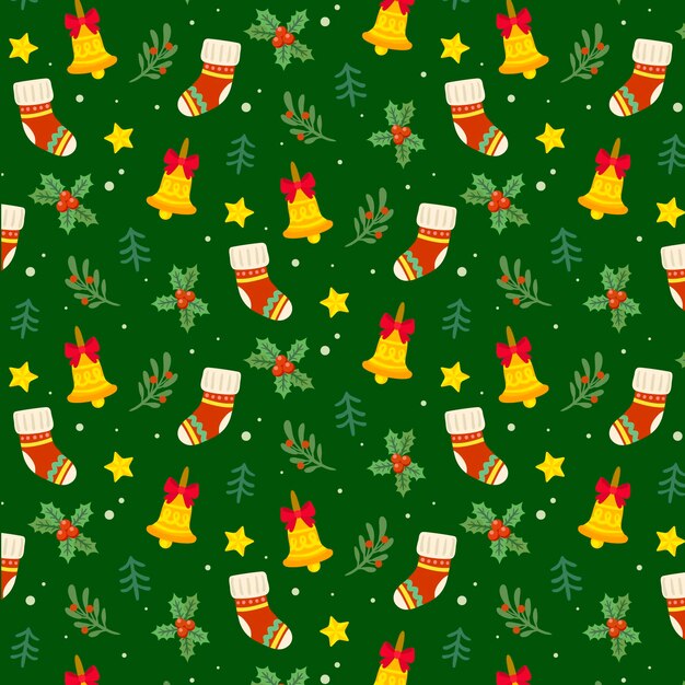 Hand drawn flat christmas pattern design