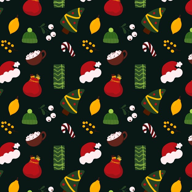 Hand drawn flat christmas pattern design