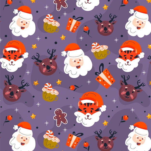 Hand drawn flat christmas pattern design