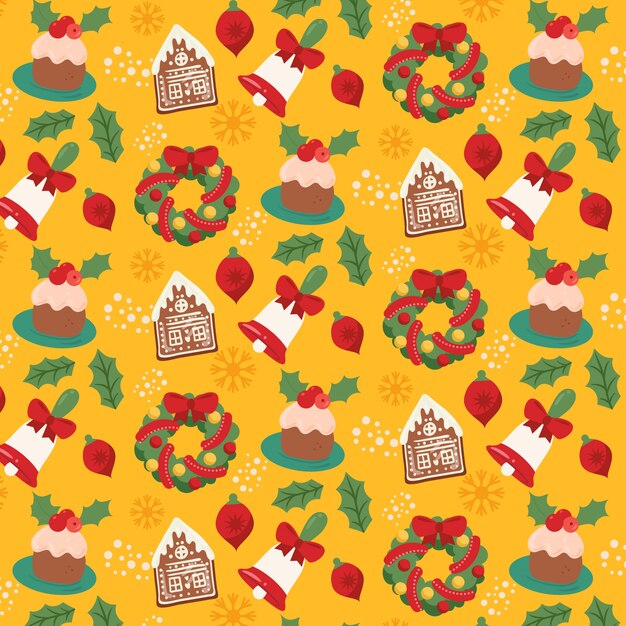 Hand drawn flat christmas pattern design