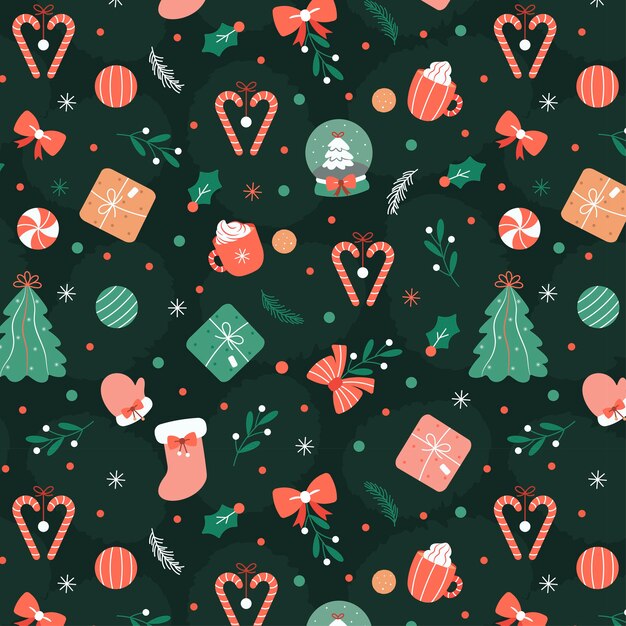 Hand drawn flat christmas pattern design