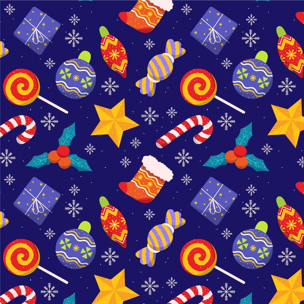 Hand drawn flat christmas pattern design