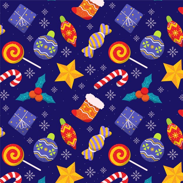 Hand drawn flat christmas pattern design