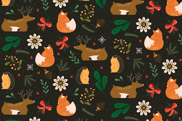 Hand drawn flat christmas pattern design