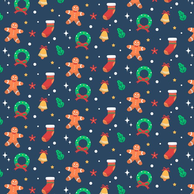 Hand drawn flat christmas pattern design