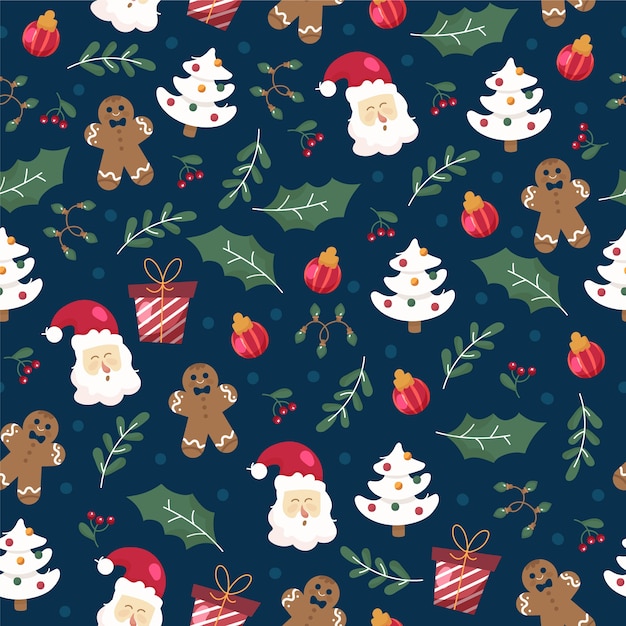 Hand drawn flat christmas pattern design