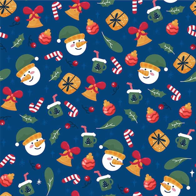 Hand drawn flat christmas pattern design