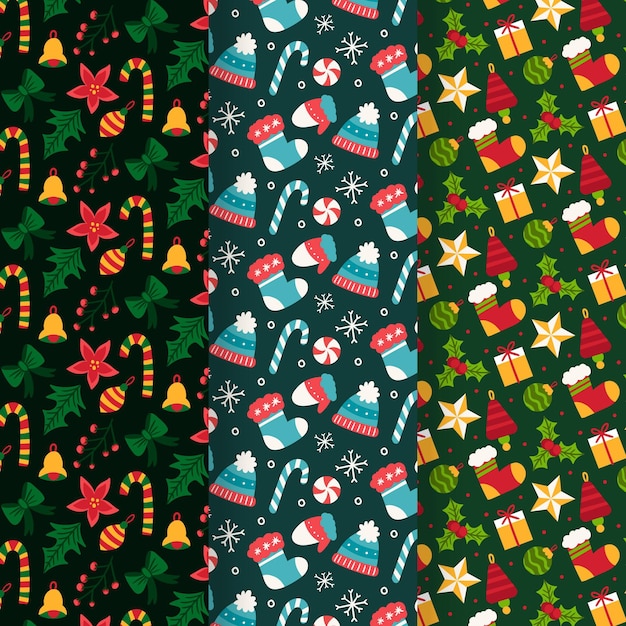 Hand drawn flat christmas pattern