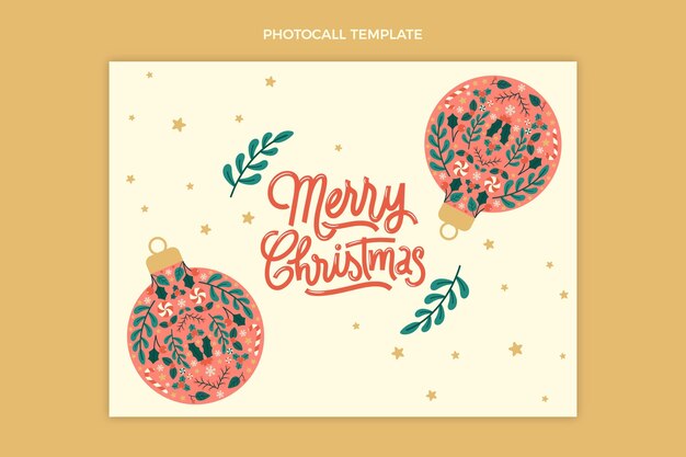 Hand drawn flat christmas photocall template