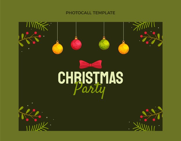 Hand drawn flat christmas photocall template