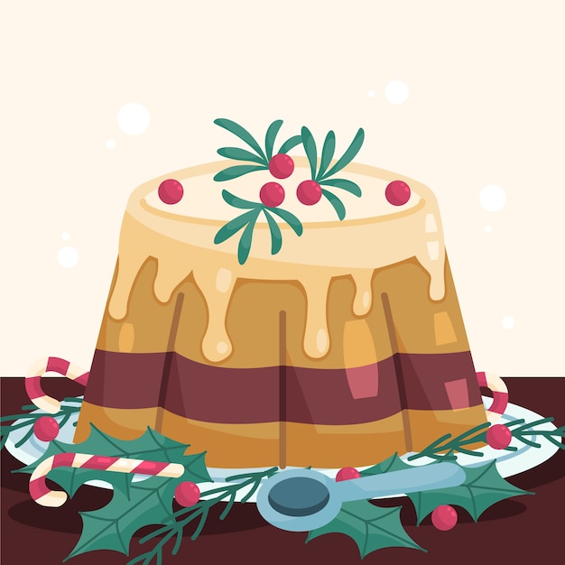 Free Vector hand drawn flat christmas pudding illustration