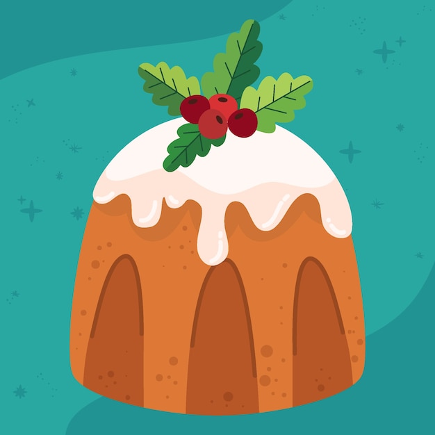 Hand drawn flat christmas pudding illustration