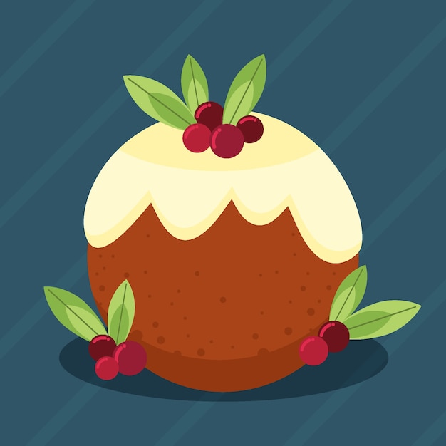 Hand drawn flat christmas pudding illustration