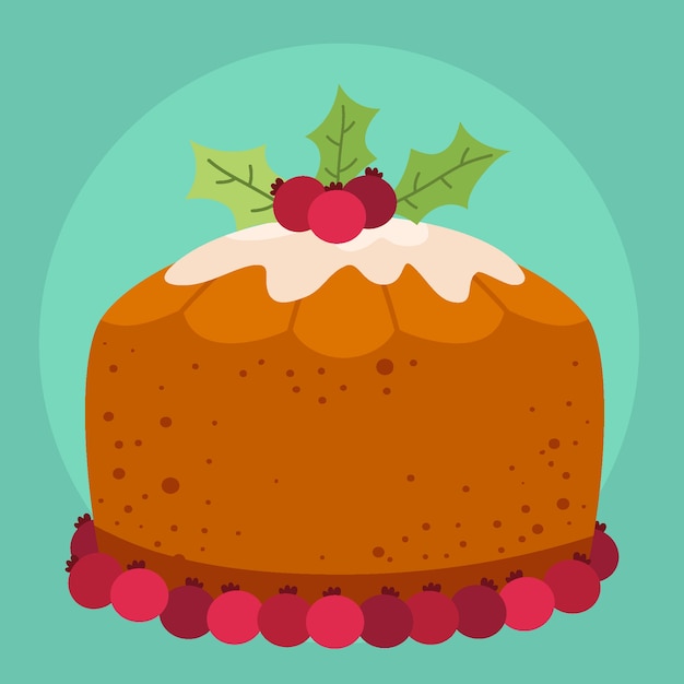 Free Vector hand drawn flat christmas pudding illustration