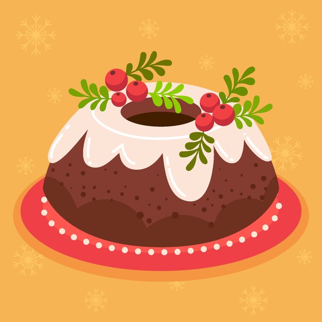 Hand drawn flat christmas pudding illustration