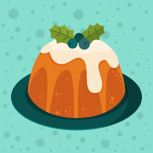 Free vector hand drawn flat christmas pudding illustration