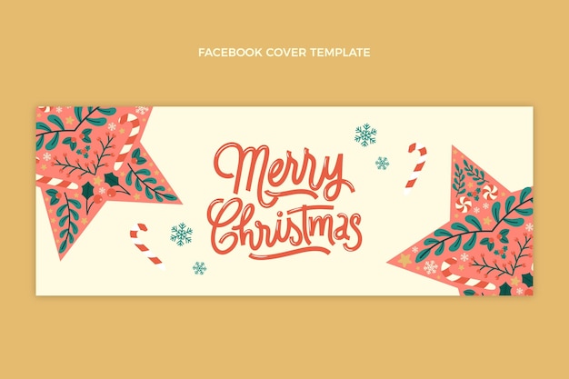 Free Vector hand drawn flat christmas social media cover template