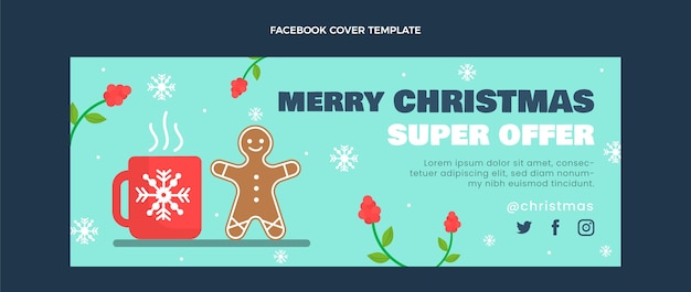 Free Vector hand drawn flat christmas social media cover template