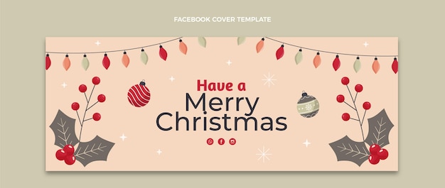 Free Vector hand drawn flat christmas social media cover template