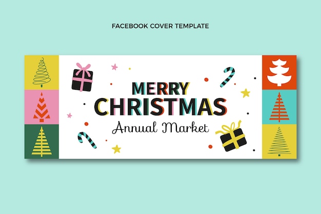 Free Vector hand drawn flat christmas social media cover template