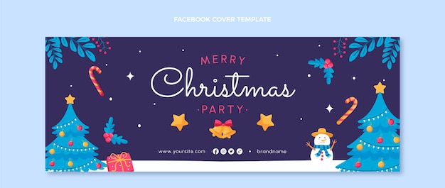 Free Vector hand drawn flat christmas social media cover template