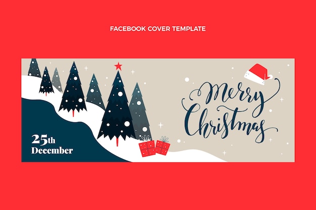 Free Vector hand drawn flat christmas social media cover template