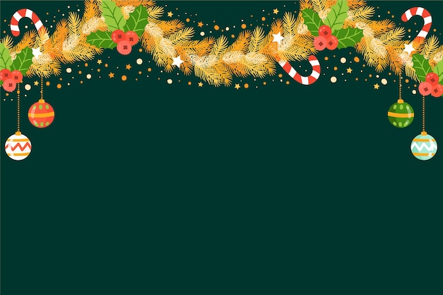 Hand drawn flat christmas tinsel background