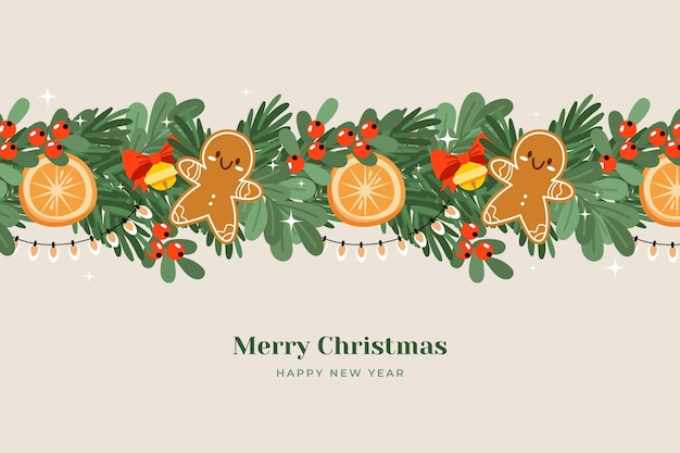 Hand drawn flat christmas tinsel background