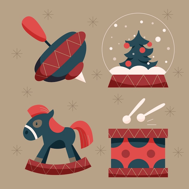 Free vector hand drawn flat christmas toys collection