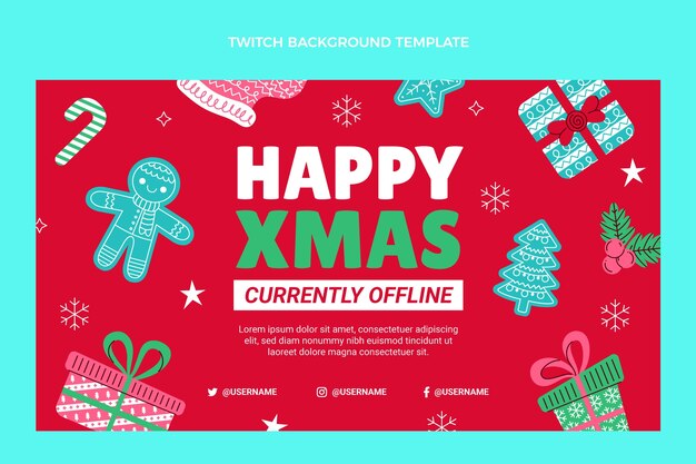 Hand drawn flat christmas twitch background